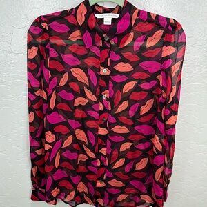 DVF Long Sleeve Button-up Blouse